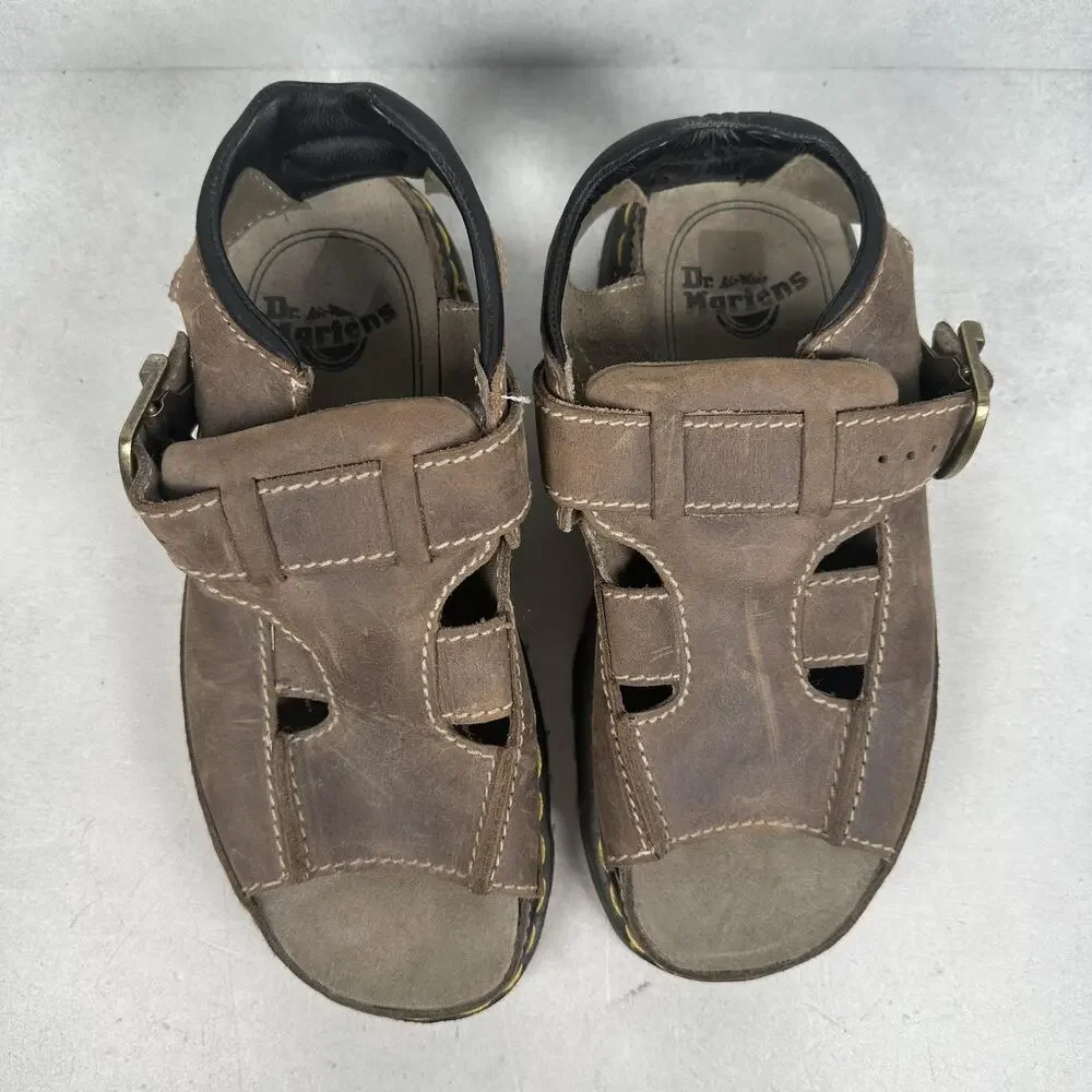 Dr. Martens Sandals Shoes Mens Size 9 Brown Leather Fisherman Buckle England 90s